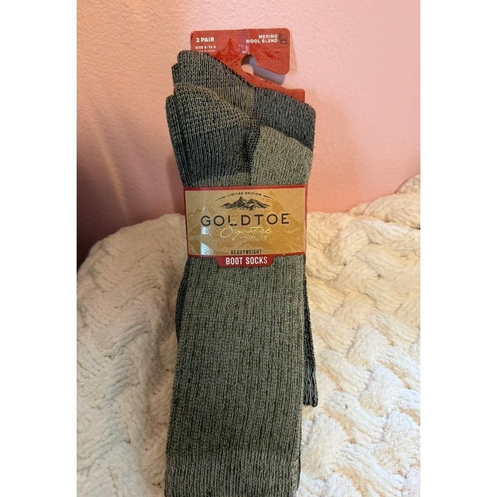 Goldtoe Signature Heavyweight Boot Socks 2 Pair Merino Wool Blend Mens 6-12.5